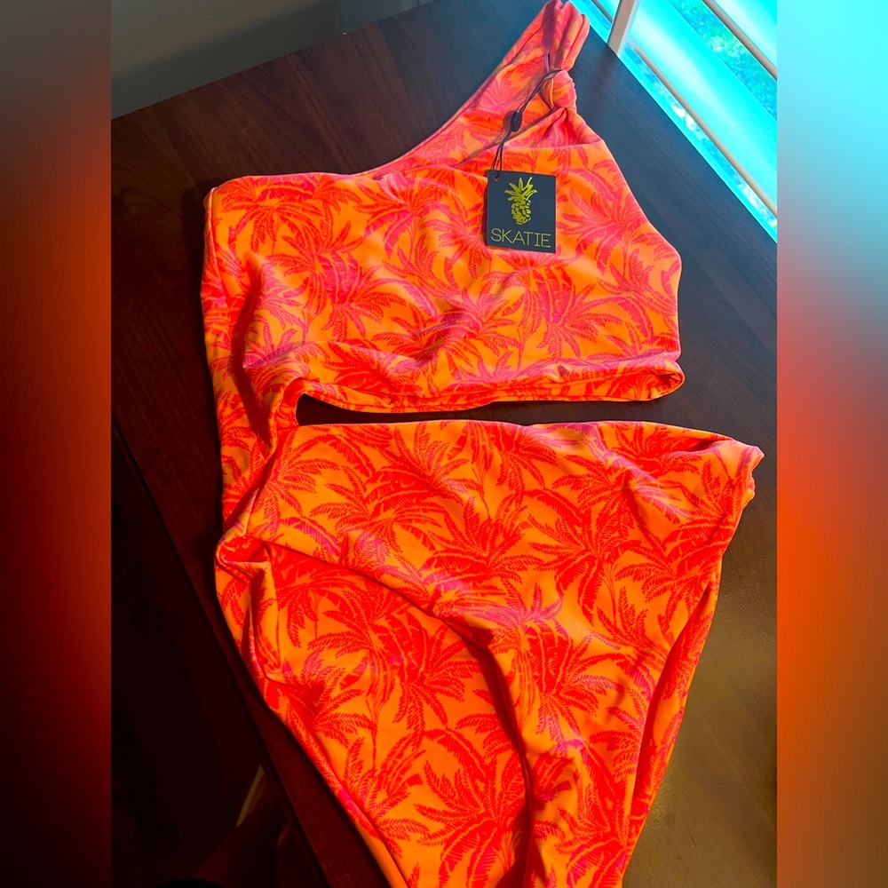 Skatie Orange and Pink One Piece Swimsuit